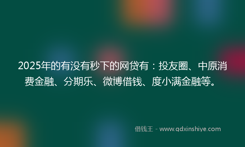 2025年的有没有秒下的网贷有：投友圈、中原消费金融、分期乐、微博借钱、度小满金融等。