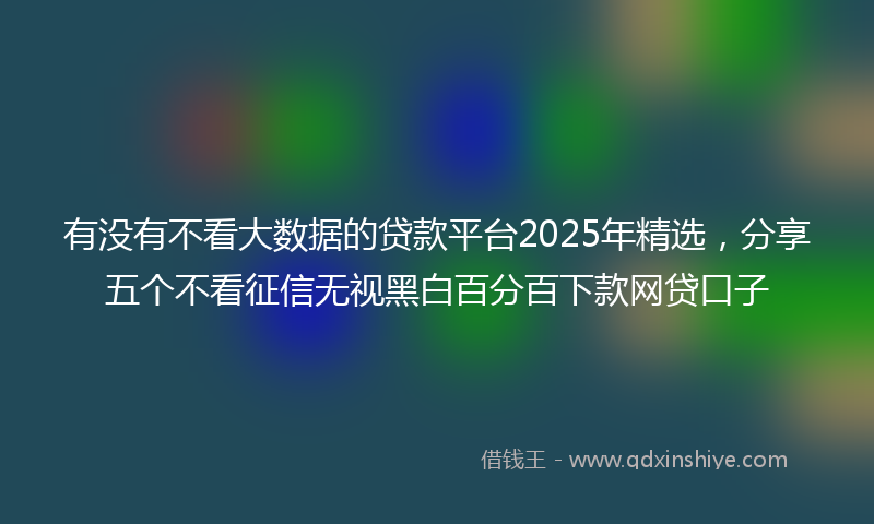 有没有不看大数据的贷款平台2025年精选，分享五个不看征信无视黑白百分百下款网贷口子