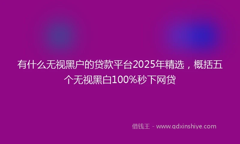 有什么无视黑户的贷款平台2025年精选，概括五个无视黑白100%秒下网贷