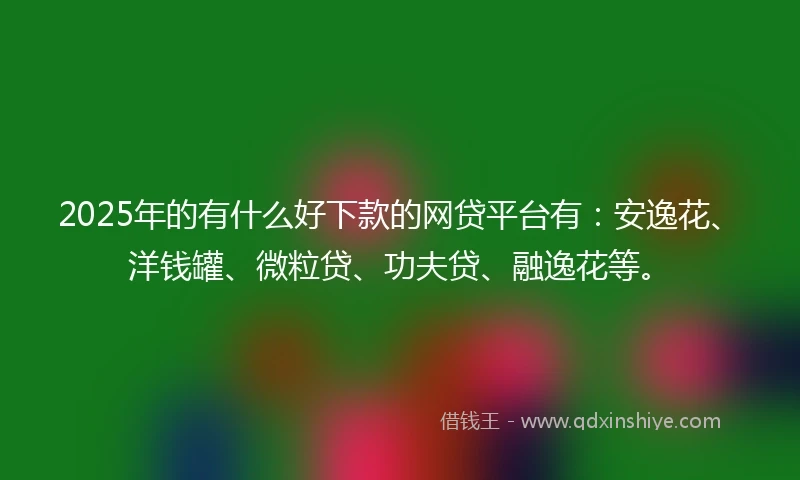 2025年的有什么好下款的网贷平台有:安逸花、洋钱罐、微粒贷、功夫贷、融逸花等。