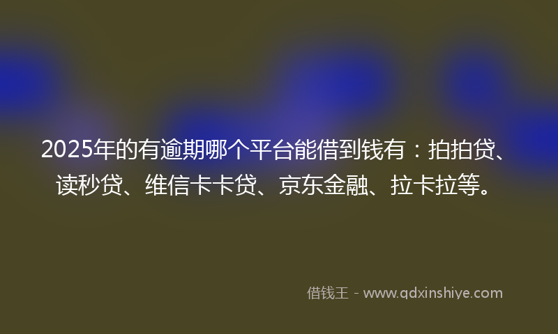 2025年的有逾期哪个平台能借到钱有：拍拍贷、读秒贷、维信卡卡贷、京东金融、拉卡拉等。