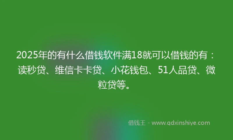 2025年的有什么借钱软件满18就可以借钱的有：读秒贷、维信卡卡贷、小花钱包、51人品贷、微粒贷等。