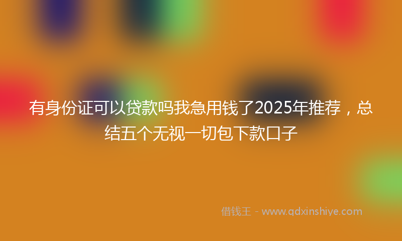 有身份证可以贷款吗我急用钱了2025年推荐，总结五个无视一切包下款口子