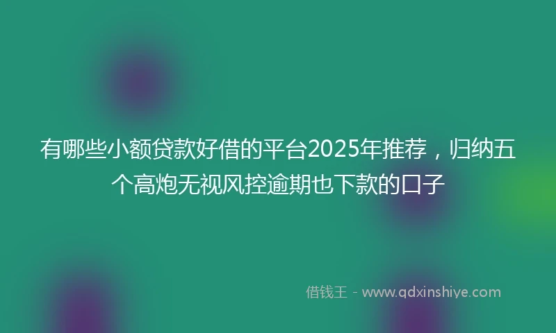 有哪些小额贷款好借的平台2025年推荐，归纳五个高炮无视风控逾期也下款的口子