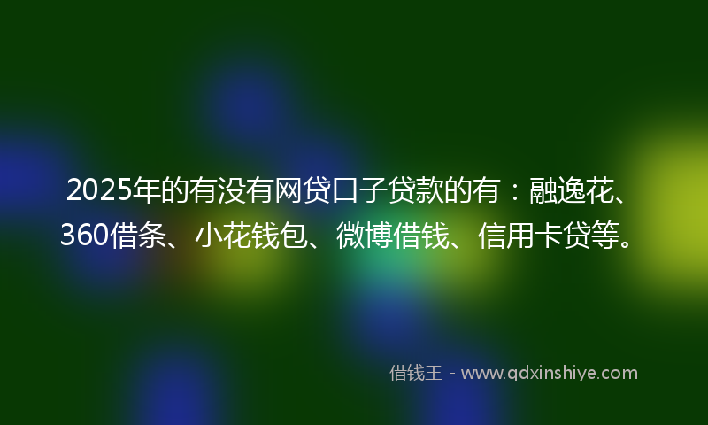2025年的有没有网贷口子贷款的有：融逸花、360借条、小花钱包、微博借钱、信用卡贷等。