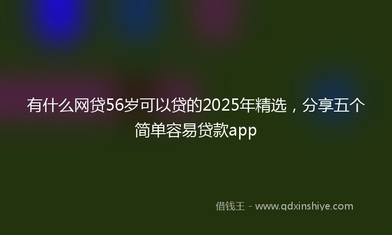 有什么网贷56岁可以贷的2025年精选，分享五个简单容易贷款app