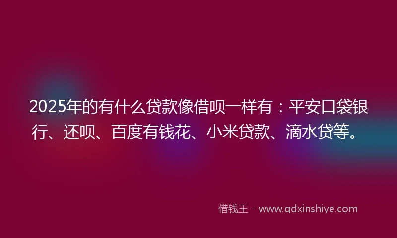 2025年的有什么贷款像借呗一样有：平安口袋银行、还呗、百度有钱花、小米贷款、滴水贷等。