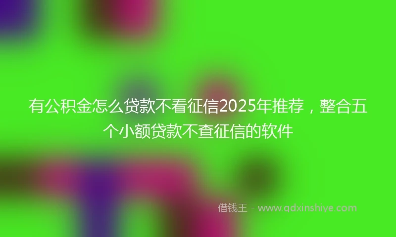 有公积金怎么贷款不看征信2025年推荐，整合五个小额贷款不查征信的软件