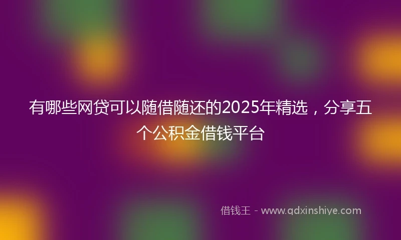 有哪些网贷可以随借随还的2025年精选，分享五个公积金借钱平台