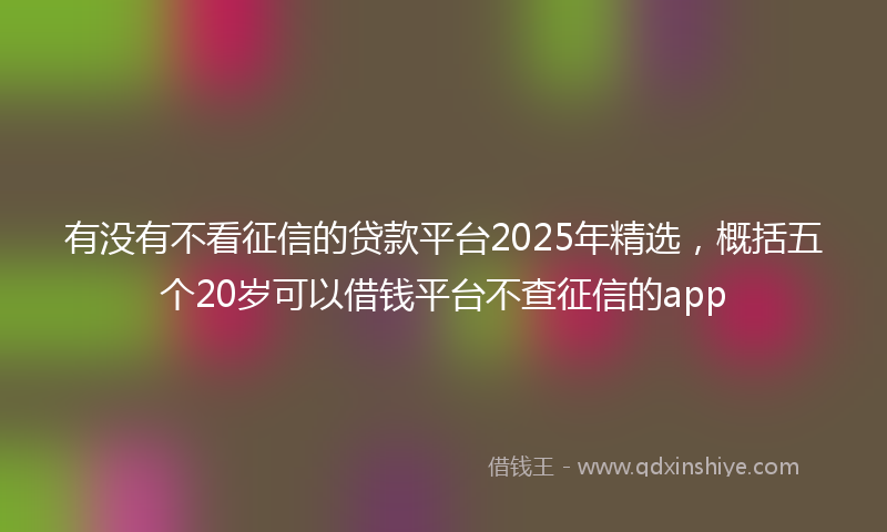 有没有不看征信的贷款平台2025年精选，概括五个20岁可以借钱平台不查征信的app