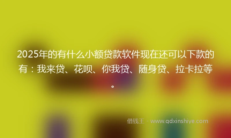 2025年的有什么小额贷款软件现在还可以下款的有:我来贷、花呗、你我贷、随身贷、拉卡拉等。