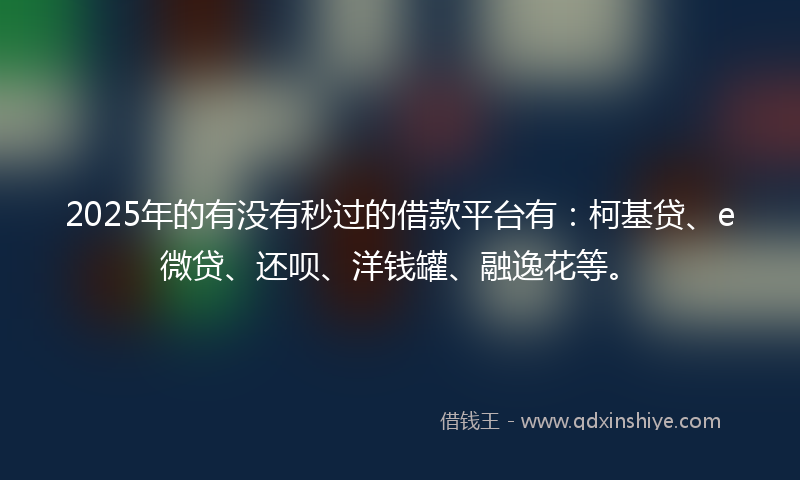 2025年的有没有秒过的借款平台有：柯基贷、e微贷、还呗、洋钱罐、融逸花等。