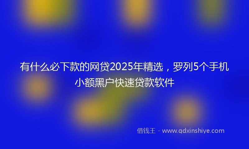 有什么必下款的网贷2025年精选,罗列5个手机小额黑户快速贷款软件