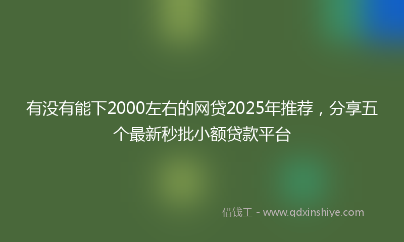 有没有能下2000左右的网贷2025年推荐，分享五个最新秒批小额贷款平台