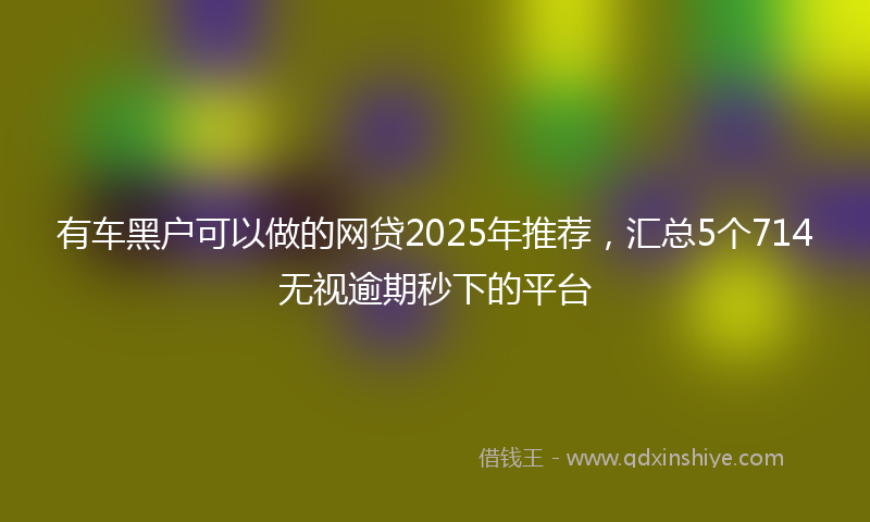 有车黑户可以做的网贷2025年推荐，汇总5个714无视逾期秒下的平台