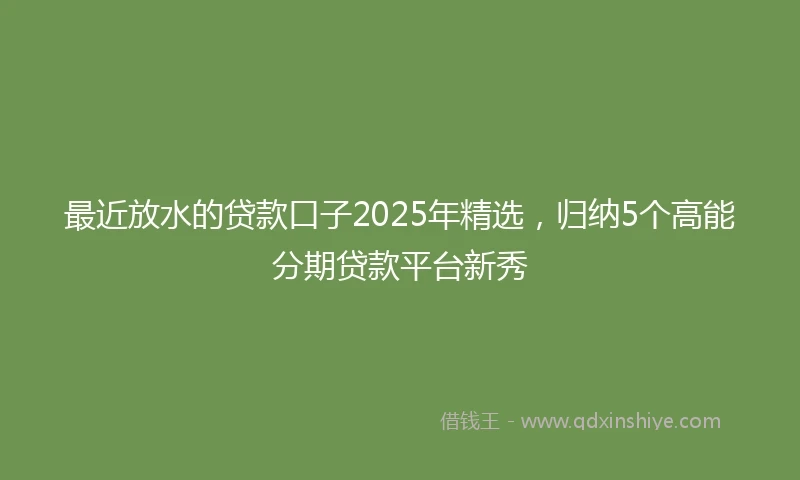 最近放水的贷款口子2025年精选，归纳5个高能分期贷款平台新秀