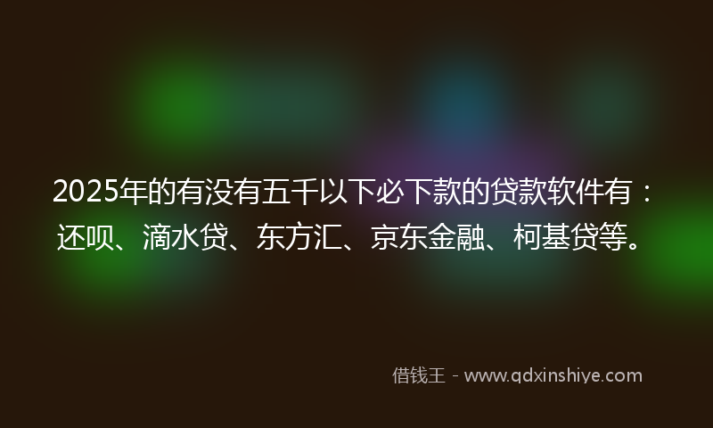 2025年的有没有五千以下必下款的贷款软件有：还呗、滴水贷、东方汇、京东金融、柯基贷等。