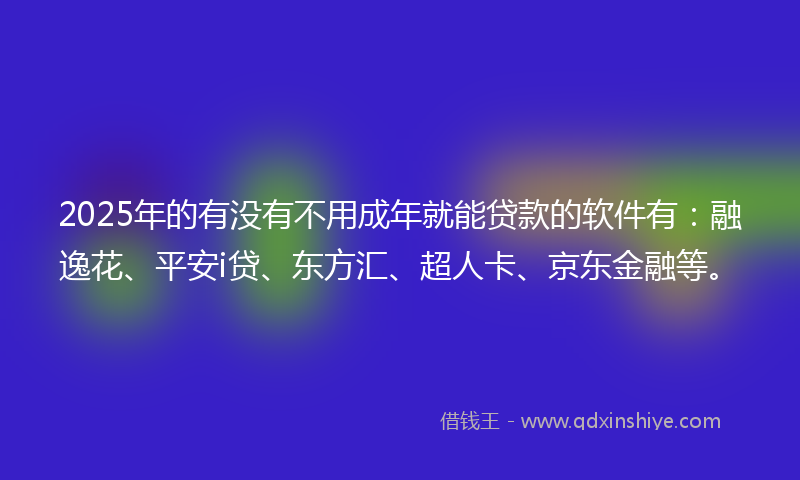 2025年的有没有不用成年就能贷款的软件有：融逸花、平安i贷、东方汇、超人卡、京东金融等。