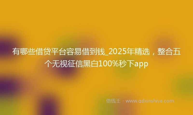 有哪些借贷平台容易借到钱_2025年精选,整合五个无视征信黑白100%秒下app