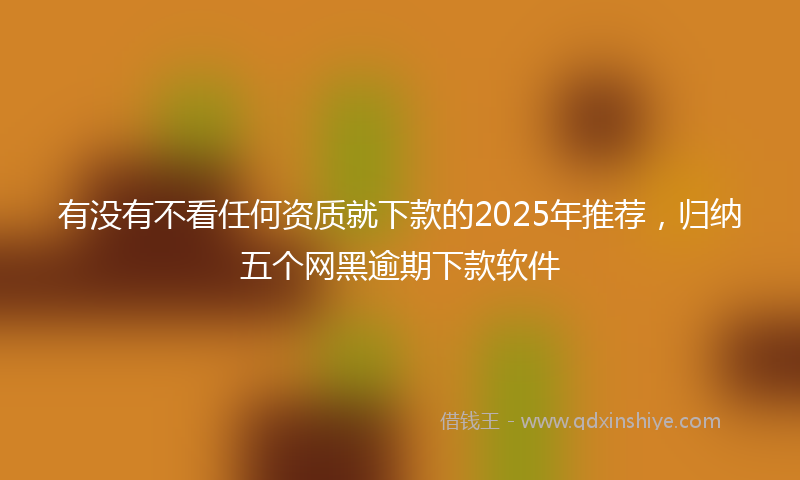 有没有不看任何资质就下款的2025年推荐，归纳五个网黑逾期下款软件