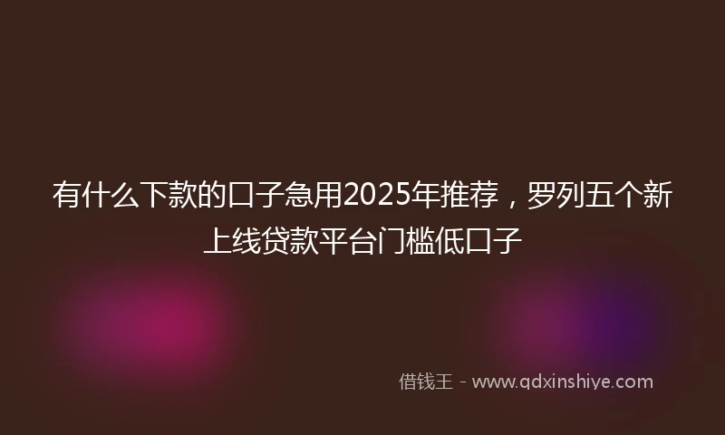 有什么下款的口子急用2025年推荐，罗列五个新上线贷款平台门槛低口子