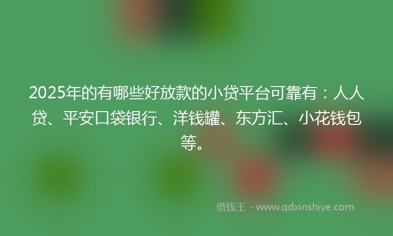 2025年的有哪些好放款的小贷平台可靠有：人人贷、平安口袋银行、洋钱罐、东方汇、小花钱包等。