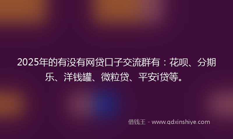 2025年的有没有网贷口子交流群有：花呗、分期乐、洋钱罐、微粒贷、平安i贷等。