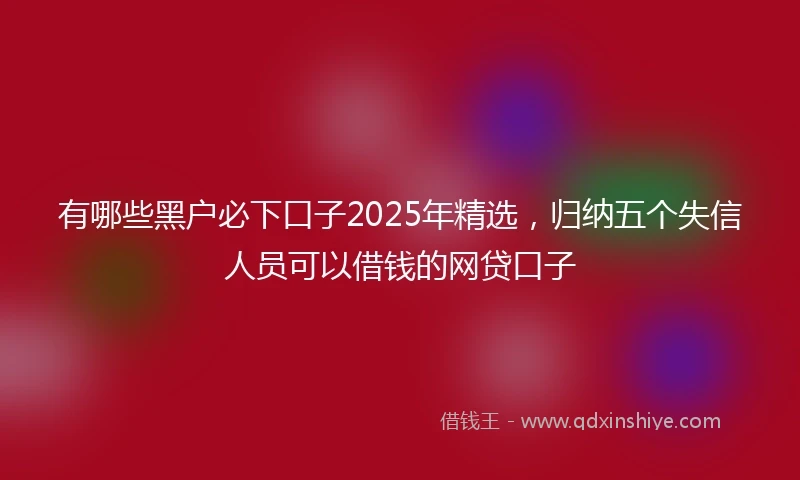 有哪些黑户必下口子2025年精选，归纳五个失信人员可以借钱的网贷口子