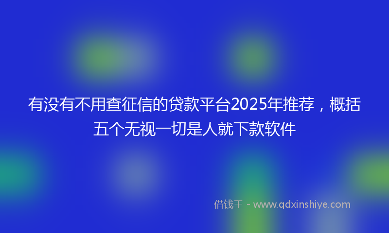 有没有不用查征信的贷款平台2025年推荐，概括五个无视一切是人就下款软件