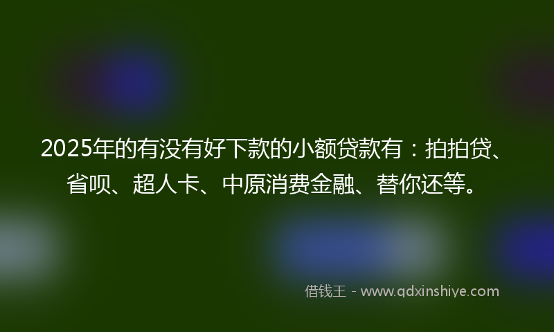 2025年的有没有好下款的小额贷款有：拍拍贷、省呗、超人卡、中原消费金融、替你还等。