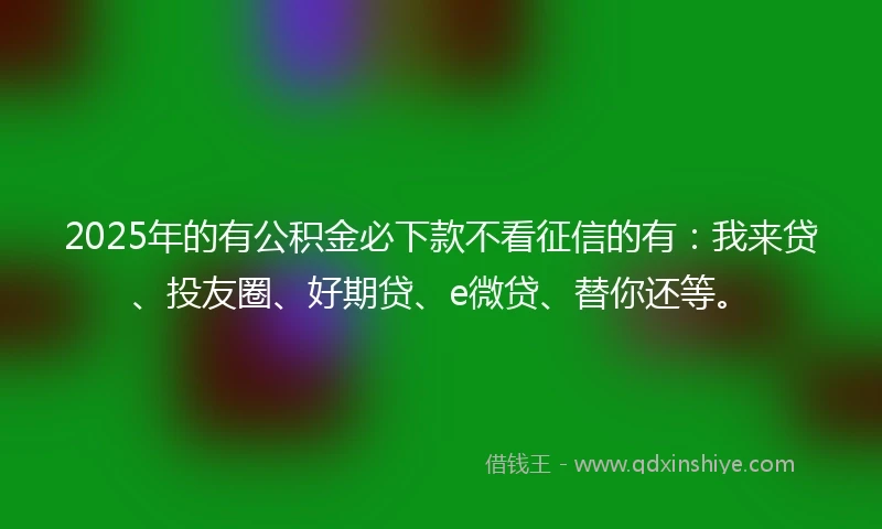 2025年的有公积金必下款不看征信的有：我来贷、投友圈、好期贷、e微贷、替你还等。
