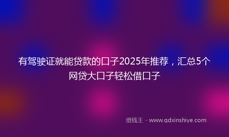 有驾驶证就能贷款的口子2025年推荐，汇总5个网贷大口子轻松借口子