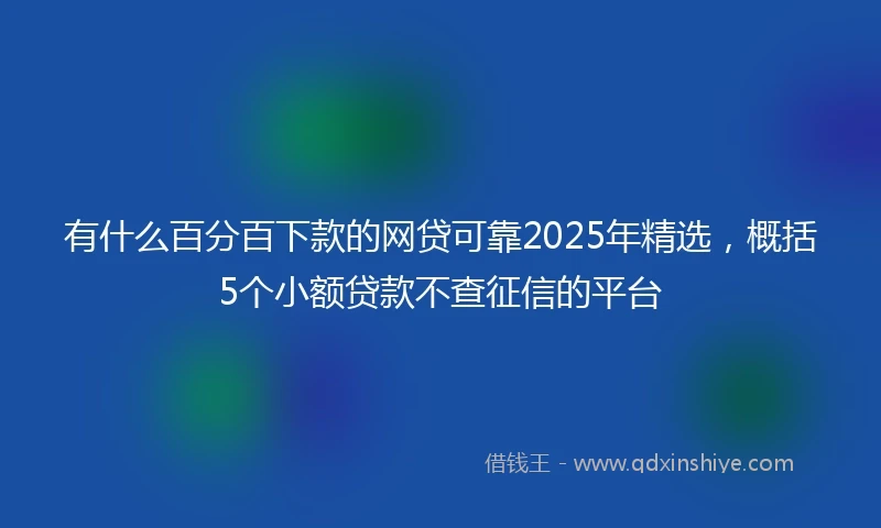 有什么百分百下款的网贷可靠2025年精选，概括5个小额贷款不查征信的平台