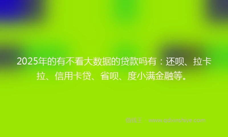 2025年的有不看大数据的贷款吗有：还呗、拉卡拉、信用卡贷、省呗、度小满金融等。