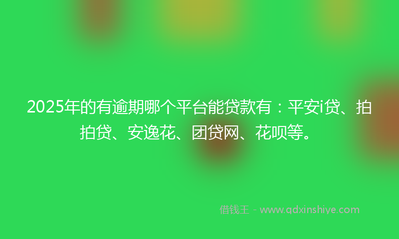 2025年的有逾期哪个平台能贷款有:平安i贷、拍拍贷、安逸花、团贷网、花呗等。