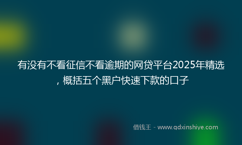 有没有不看征信不看逾期的网贷平台2025年精选，概括五个黑户快速下款的口子