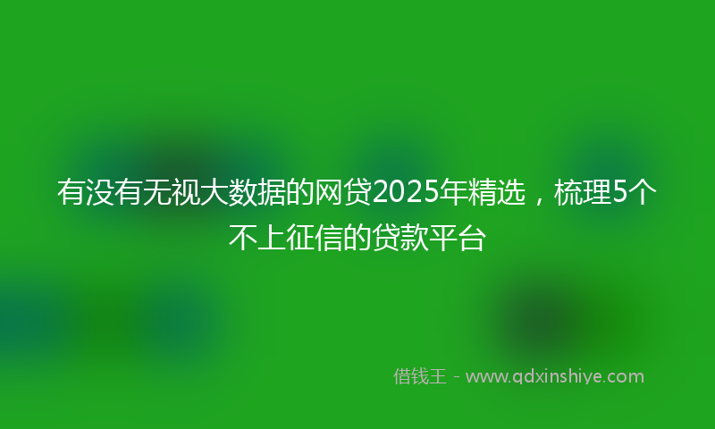 有没有无视大数据的网贷2025年精选，梳理5个不上征信的贷款平台