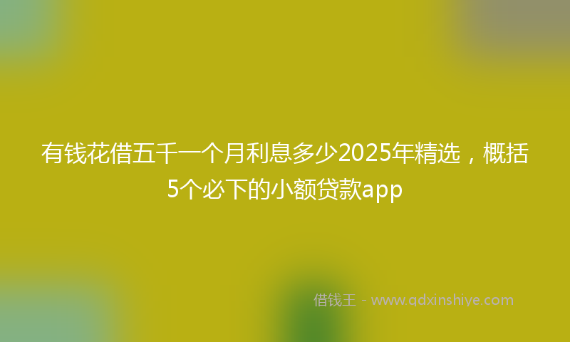 有钱花借五千一个月利息多少2025年精选，概括5个必下的小额贷款app
