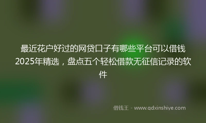 最近花户好过的网贷口子有哪些平台可以借钱2025年精选,盘点五个轻松借款无征信记录的软件