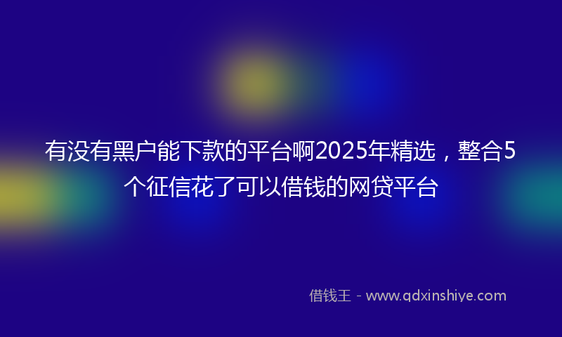 有没有黑户能下款的平台啊2025年精选，整合5个征信花了可以借钱的网贷平台