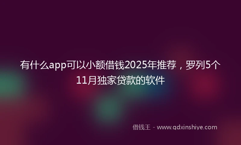 有什么app可以小额借钱2025年推荐,罗列5个11月独家贷款的软件