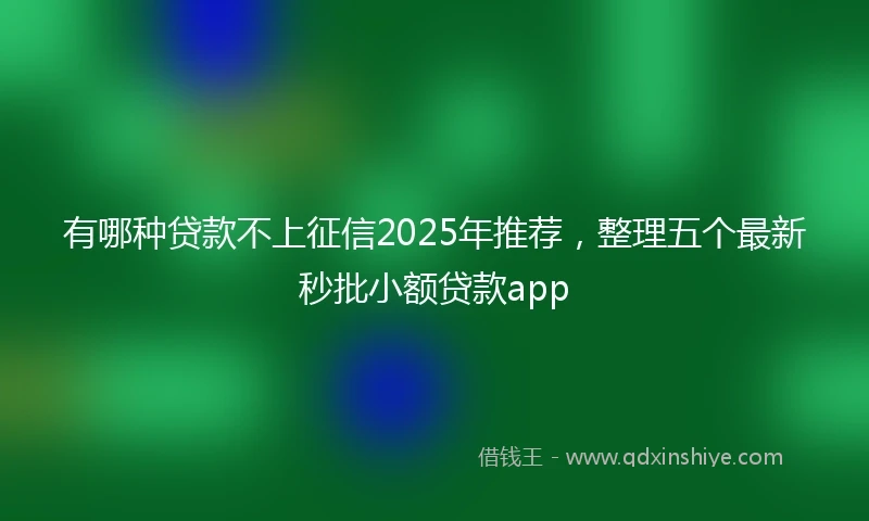 有哪种贷款不上征信2025年推荐，整理五个最新秒批小额贷款app
