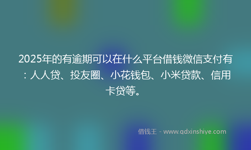 2025年的有逾期可以在什么平台借钱微信支付有：人人贷、投友圈、小花钱包、小米贷款、信用卡贷等。