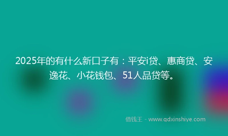 2025年的有什么新口子有：平安i贷、惠商贷、安逸花、小花钱包、51人品贷等。