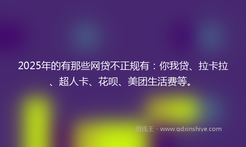 2025年的有那些网贷不正规有：你我贷、拉卡拉、超人卡、花呗、美团生活费等。