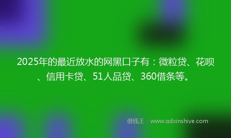 2025年的最近放水的网黑口子有：微粒贷、花呗、信用卡贷、51人品贷、360借条等。