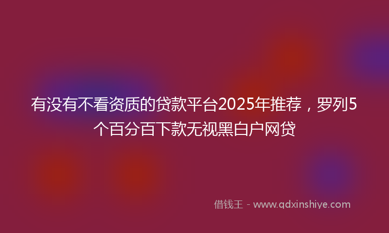 有没有不看资质的贷款平台2025年推荐，罗列5个百分百下款无视黑白户网贷