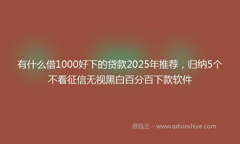 有什么借1000好下的贷款2025年推荐，归纳5个不看征信无视黑白百分百下款软件