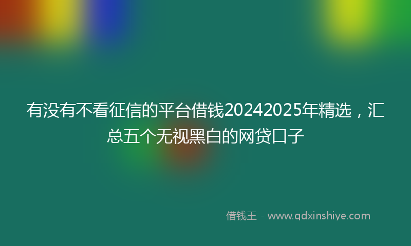 有没有不看征信的平台借钱20242025年精选，汇总五个无视黑白的网贷口子