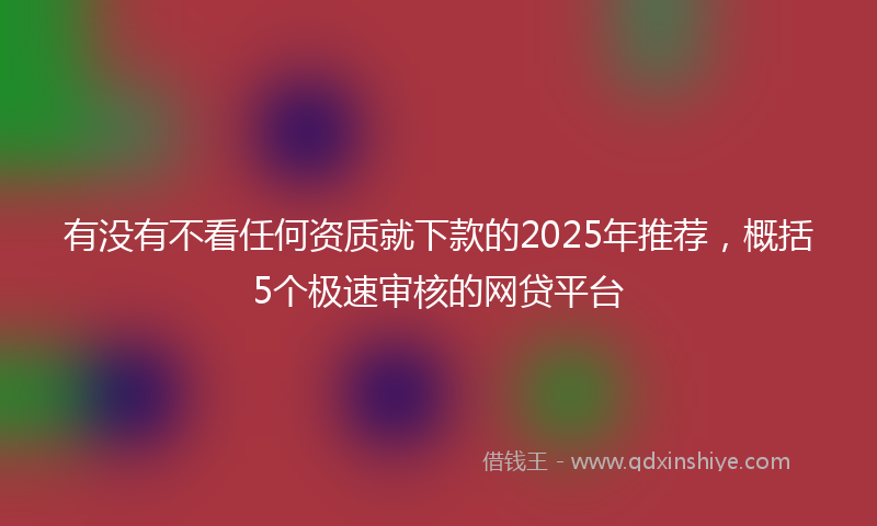 有没有不看任何资质就下款的2025年推荐，概括5个极速审核的网贷平台